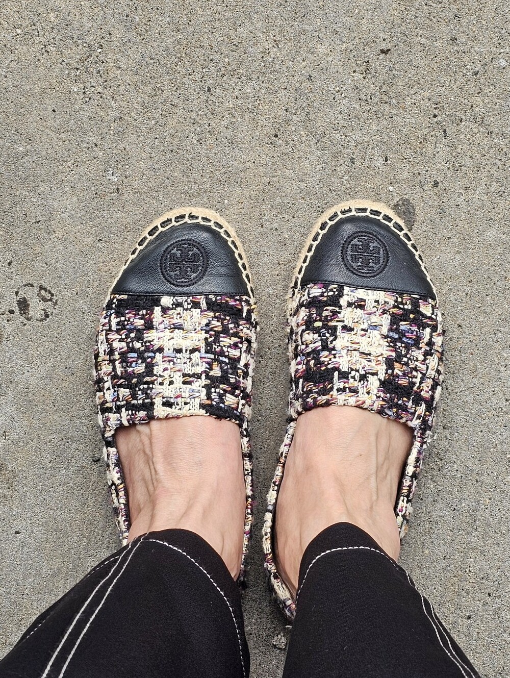 Tory Burch Multicolor Tweed Espadrilles with Black Cap Toe
